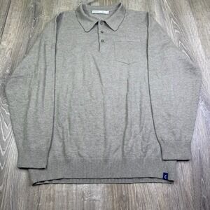 Criquet Mens Gray Baby Alpaca Blend Golf Long Sleeve Polo Sweater Size 2XL